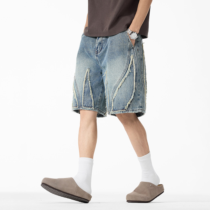 Herren Baggy Denim Jorts, Raw  – Shorts Denim Frayed Bewertung und Preis